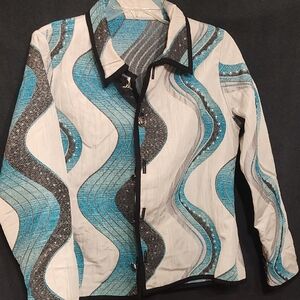 Winding River Jacket with Blue and Black Wave Pattern